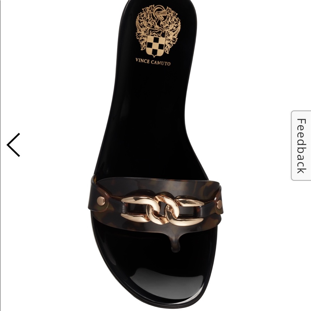 Vince Camuto Evolet Thong Slide Tortoise print Chain